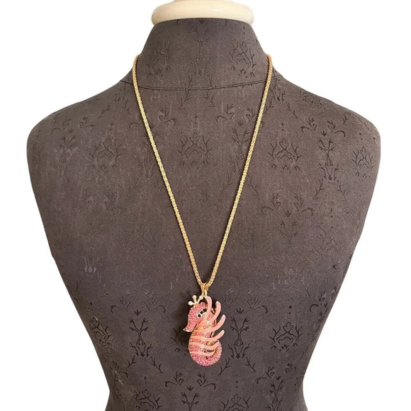 Betsy Johnson Pink Rhinestone Seahorse Pendant - Picture 1 of 7